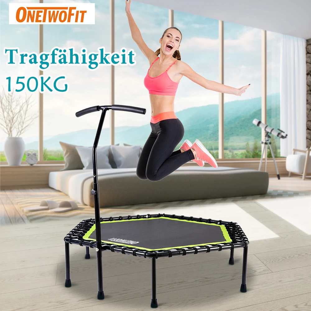 ONETWOFIT 48" Silent Mini Trampoline for Kids Adults Jumping with Adjustable Handle Bar Fitness Equipment Trampoline Bungee 
ONETWOFIT 48" Silent Mini Trampoline for Kids Adults Jumping with Adjustable Handle Bar Fitness Equipment Trampoline Bungee