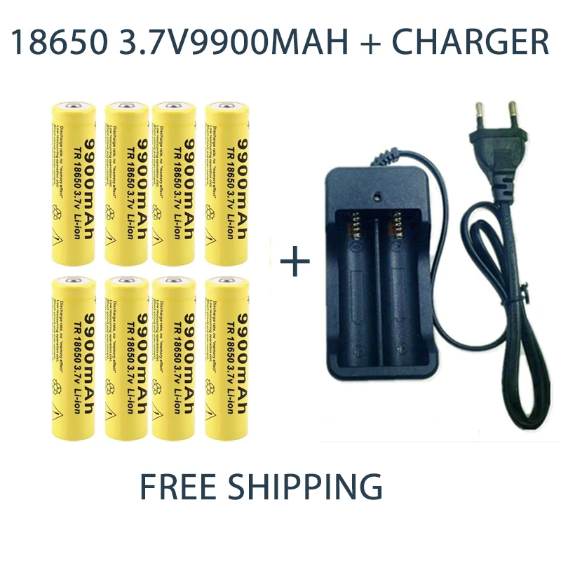 18650 Battery Rechargeable Battery 3.7V 9900mAh Capacity Li-ion Replacement Batteries For Flashlight Torch Battery+18650 Charger
18650 Battery Rechargeable Battery 3.7V 9900mAh Capacity Li-ion Replacement Batteries For Flashlight Torch Battery+18650 Charger