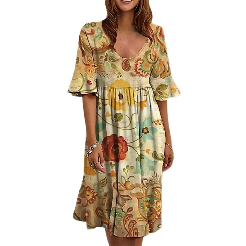 Spring Summer Women Dress Floral Print Short Sleeve Loose Knee-length Dress for Beach women dresses free shipping lady dresses
Spring Summer Women Dress Floral Print Short Sleeve Loose Knee-length Dress for Beach women dresses free shipping lady dresses