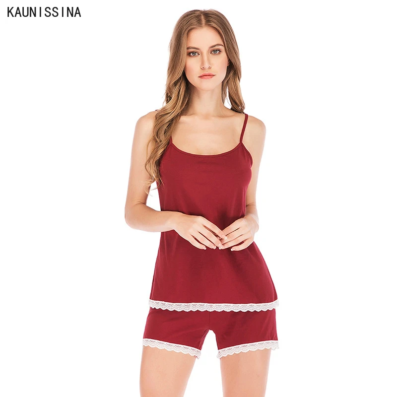 Women Sexy Cotton Lace Pajama Set Summer Nighties Homewear V-Neck Sleeveless Cami Tops Shorts Sleepwear Set Female Nightwear
Women Sexy Cotton Lace Pajama Set Summer Nighties Homewear V-Neck Sleeveless Cami Tops Shorts Sleepwear Set Female Nightwear