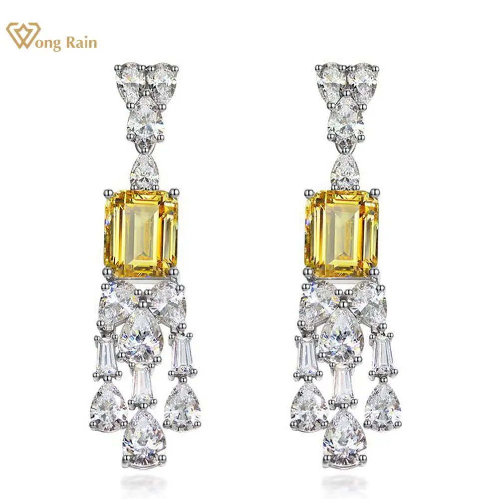 Wong Rain 100% 925 Sterling Silver Emerald Cut Created Moissanite Gemstone Wedding Drop Dangle Earrings Fine Jewelry Wholesale
Wong Rain 100% 925 Sterling Silver Emerald Cut Created Moissanite Gemstone Wedding Drop Dangle Earrings Fine Jewelry Wholesale