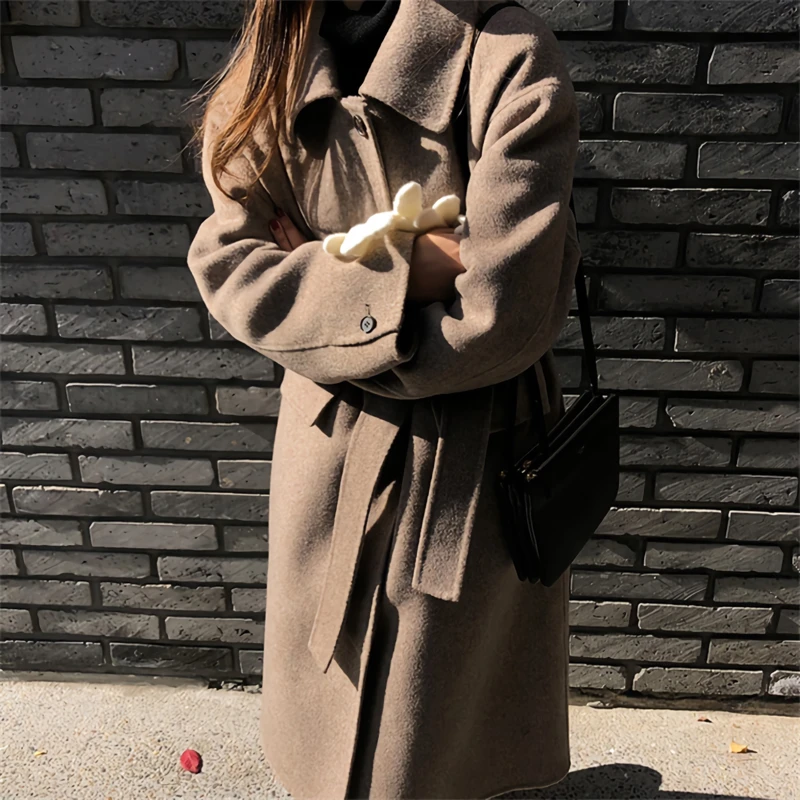 2020 Winter Women's Elegant And Gentle Western Mocha Color Ins Trendy Wool Coat With Double-sided Cashmere Coat
2020 Winter Women's Elegant And Gentle Western Mocha Color Ins Trendy Wool Coat With Double-sided Cashmere Coat