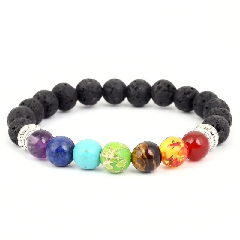 Volcanic Stone Seven Chakra Stone Bead String Bracelet Yoga Bead Bangle DIY Handmade Jewelry Holiday Gift Evil Eye Bead Chain
Volcanic Stone Seven Chakra Stone Bead String Bracelet Yoga Bead Bangle DIY Handmade Jewelry Holiday Gift Evil Eye Bead Chain