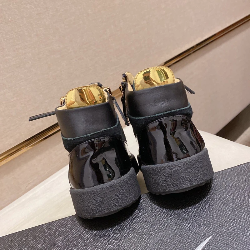 Men high top Lace up Sneakers Run Away shoes HIGH SPORTS SHOES Luxury Designers Brand black Patent Double zipper flat boots
Men high top Lace up Sneakers Run Away shoes HIGH SPORTS SHOES Luxury Designers Brand black Patent Double zipper flat boots