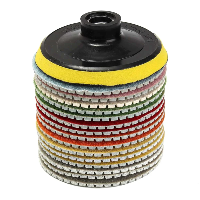 16Pcs Diamond Polishing Pads Kit 4 Inch 100 Mm Wet/Dry For Granite Stone Concrete Marble Polishing Use Grinding Discs Set 
16Pcs Diamond Polishing Pads Kit 4 Inch 100 Mm Wet/Dry For Granite Stone Concrete Marble Polishing Use Grinding Discs Set