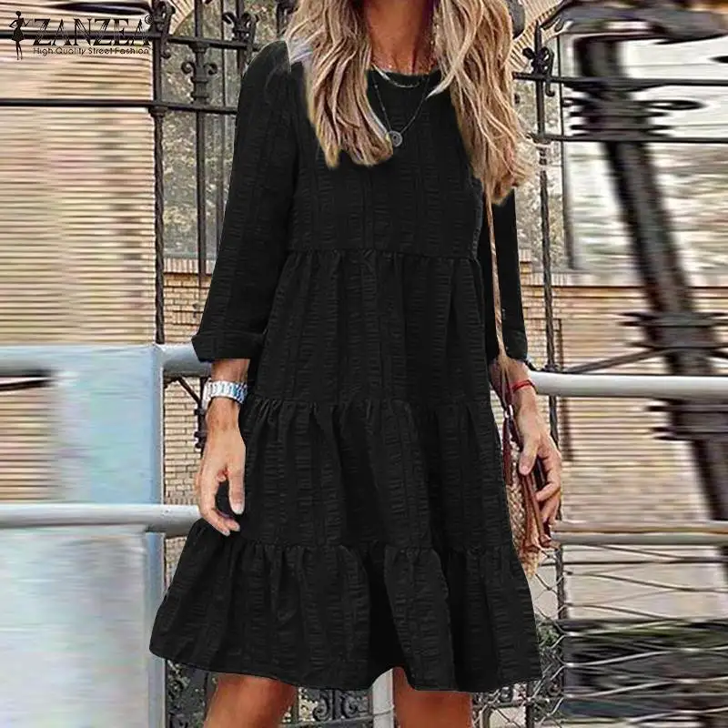 Oversize ZANZEA Bohemian Autumn Women Casual Full Sleeve O Neck Sundress Beach Dress Loose Fashion Holiday Elegant Robe 2021
Oversize ZANZEA Bohemian Autumn Women Casual Full Sleeve O Neck Sundress Beach Dress Loose Fashion Holiday Elegant Robe 2021