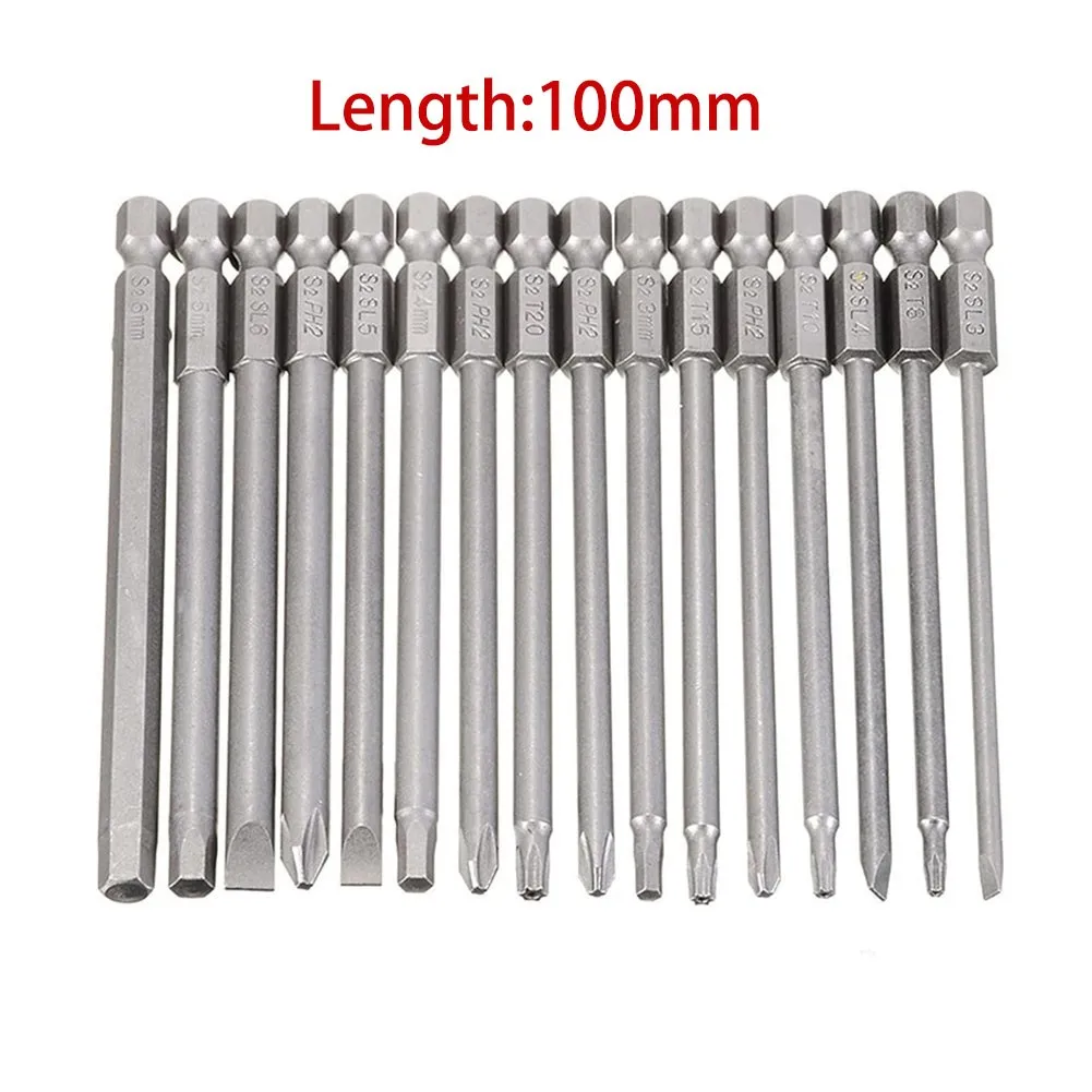 16pcs H3 H4 H5 H6 Hexagon Torx Hex Slotted Cross Head Screwdriver Bits Set 100mm Long Alloy Steel Screwdriver Bits
16pcs H3 H4 H5 H6 Hexagon Torx Hex Slotted Cross Head Screwdriver Bits Set 100mm Long Alloy Steel Screwdriver Bits