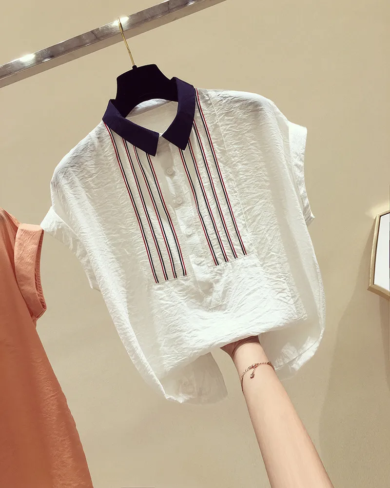 Chiffon Striped Women Shirts 2021 Short-Sleeved Loose Office Lady Elegant Pulls Outwear Coat Tops Top Quality
Chiffon Striped Women Shirts 2021 Short-Sleeved Loose Office Lady Elegant Pulls Outwear Coat Tops Top Quality