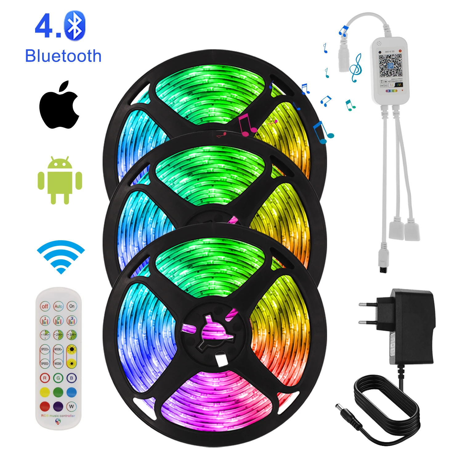 Music Sync RGB Color Changing Smart LED Strip 12V 5050 SMD Neon Tape Diode Bluetooth Control Led lights for bedroom decoration
Music Sync RGB Color Changing Smart LED Strip 12V 5050 SMD Neon Tape Diode Bluetooth Control Led lights for bedroom decoration