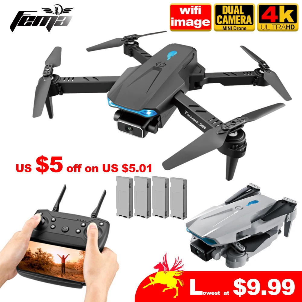 Квадрокоптер FEMA Mini S89 pro с двойной камерой 4k HD 1080P Wi Fi Fpv|Радиоуправляемые