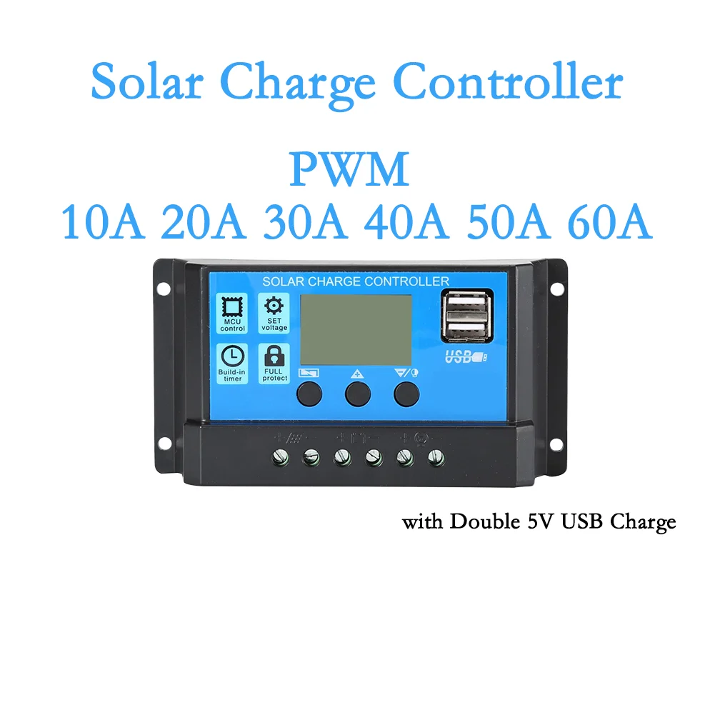 MPPT Solar Charge Controller 30A 40A 50A 60A 100A 12 /24V Dual USB LCD Display with Bothl USB Output Controller
MPPT Solar Charge Controller 30A 40A 50A 60A 100A 12 /24V Dual USB LCD Display with Bothl USB Output Controller