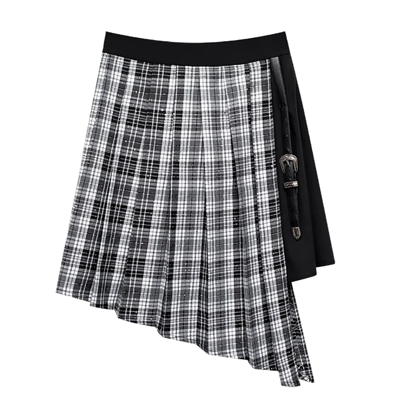 SHENGPALAE Yamamoto Spliced High Waist Skirt Women's Summer 2021 New Plaid Irregular Streetwear Mini Belt Skirt Female Tide 
SHENGPALAE Yamamoto Spliced High Waist Skirt Women's Summer 2021 New Plaid Irregular Streetwear Mini Belt Skirt Female Tide