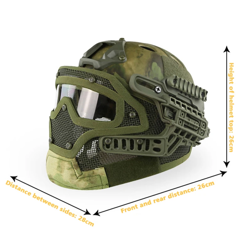 Tactical Camouflage ABS Helmet Steel Mask Integrated Helmet with Goggle Outdoor Bike Cycling Bicycle Helmet Full-covered Helmet
Tactical Camouflage ABS Helmet Steel Mask Integrated Helmet with Goggle Outdoor Bike Cycling Bicycle Helmet Full-covered Helmet