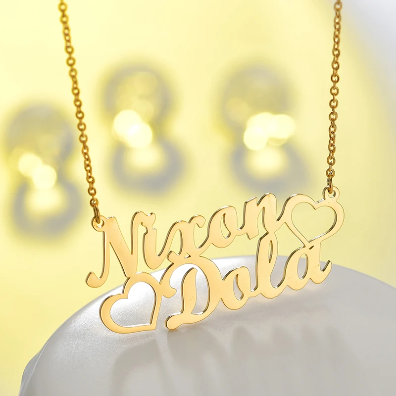 Goxijite 2019 Fashion Custom Stainless Steel 2 Name Heart Necklace For Women Personalized Letter Gold Choker Necklace Gift 
Goxijite 2019 Fashion Custom Stainless Steel 2 Name Heart Necklace For Women Personalized Letter Gold Choker Necklace Gift