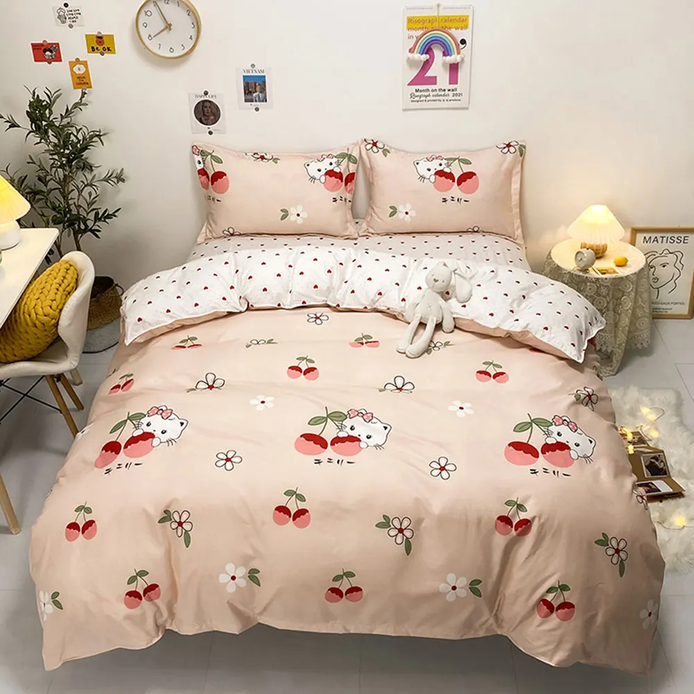 Papa&Mima Cartoon Cherry Cat Floral Fruit Bedding Set Cartoon Linens (Pillowcase Sheet Duvet Cover) Twin Full Queen Polyester
Papa&Mima Cartoon Cherry Cat Floral Fruit Bedding Set Cartoon Linens (Pillowcase Sheet Duvet Cover) Twin Full Queen Polyester