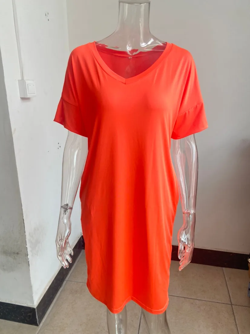 Women's Summer Casual T Shirt Dress Sexy V-Neck Short Sleeve Beach Party Skirt Elegant Female Mid-Length Pockets Daily Dress
Women's Summer Casual T Shirt Dress Sexy V-Neck Short Sleeve Beach Party Skirt Elegant Female Mid-Length Pockets Daily Dress