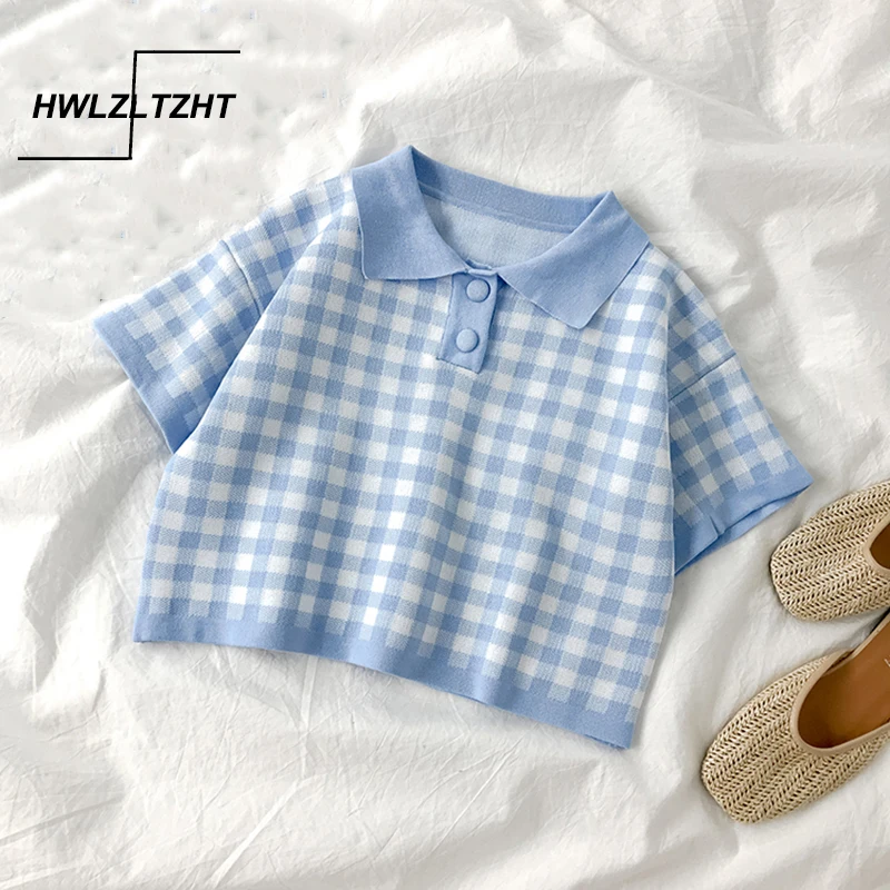 HWLZLTZHT летний клетчатый вязаный Топ, женские футболки с отложным воротником, короткие рукава, укороченные женские топы, футболка для фитнеса,...
HWLZLTZHT летний клетчатый вязаный Топ, женские футболки с отложным воротником, короткие рукава, укороченные женские топы, футболка для фитнеса,...