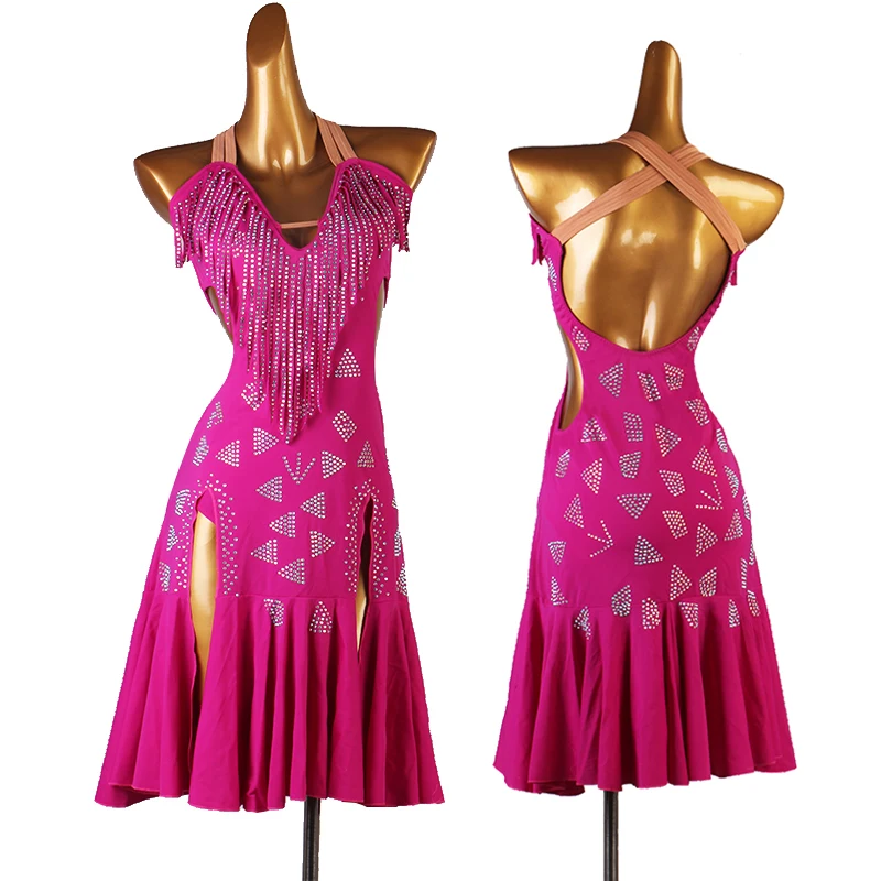 Latin Dance Competition Dresses Female Shiny Rhinestone Fringe Performance Clothes Rose Red Sexy Custom Made Clothing DQL5202
Latin Dance Competition Dresses Female Shiny Rhinestone Fringe Performance Clothes Rose Red Sexy Custom Made Clothing DQL5202