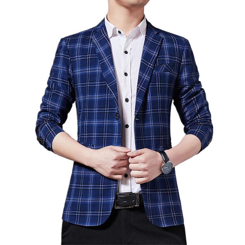 Men Blazer Personality Wild Plaid Single-breasted Men's Suit Jacket High Quality Fashion Plaid Print Slim Fit Blazer Coat Male
Men Blazer Personality Wild Plaid Single-breasted Men's Suit Jacket High Quality Fashion Plaid Print Slim Fit Blazer Coat Male