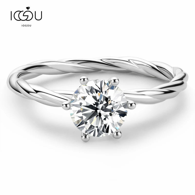 IOGOU Sparkling 0.5-1 carat Real Moissanite Wedding Rings For Women White Gold Color 100% 925 Sterling Silver Fine Jewelry Gift
IOGOU Sparkling 0.5-1 carat Real Moissanite Wedding Rings For Women White Gold Color 100% 925 Sterling Silver Fine Jewelry Gift