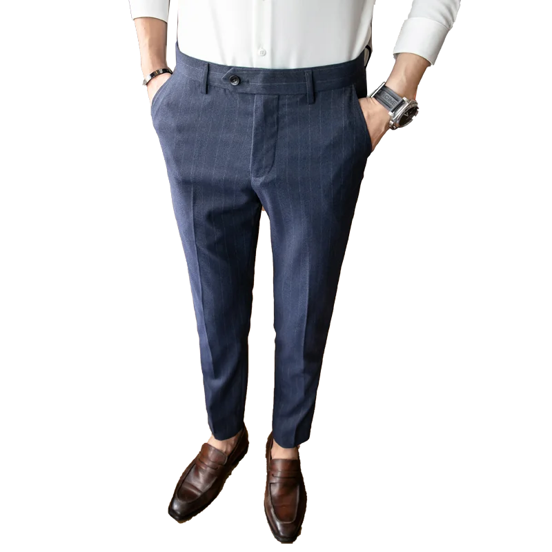 New men's British style striped cropped trousers Slim-fit trousers with small feet, youth business casual trousers, suit pants
New men's British style striped cropped trousers Slim-fit trousers with small feet, youth business casual trousers, suit pants