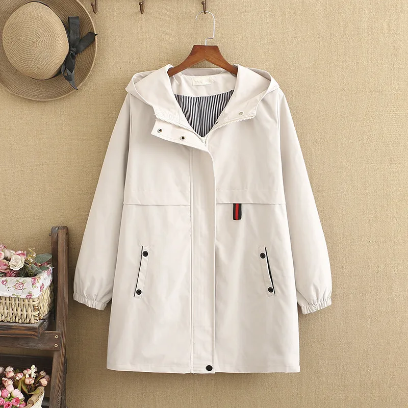 Plus size Women's Coat Cotton hooded overalls with multiple pockets mid-length trench coat for women under 220 pounds in spring
Plus size Women's Coat Cotton hooded overalls with multiple pockets mid-length trench coat for women under 220 pounds in spring