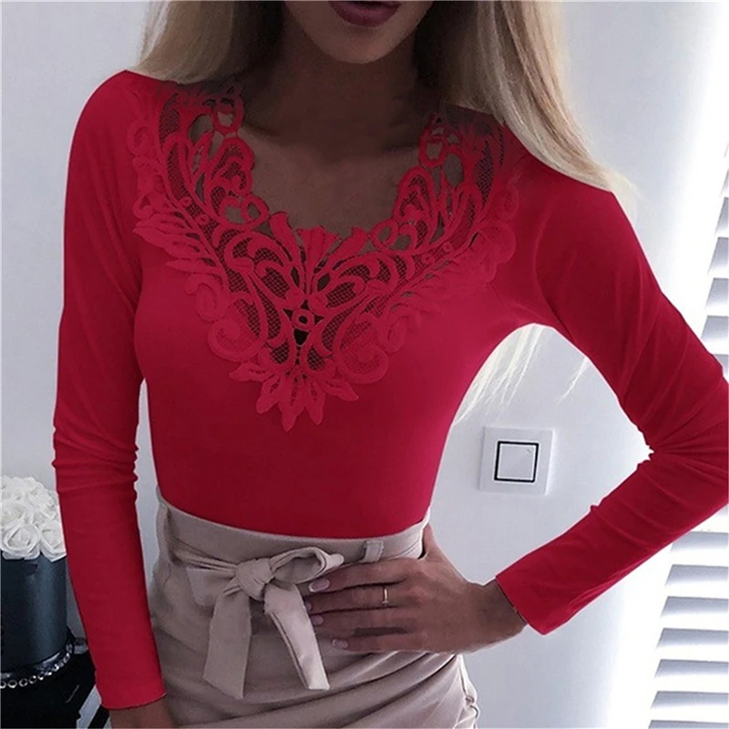2020 Newest Hot Women's Blouse Sexy White Lace Patchwork V Neck Long Sleeve Shirt Ladies Casual Slim Blouse Blusa De Mujer 
2020 Newest Hot Women's Blouse Sexy White Lace Patchwork V Neck Long Sleeve Shirt Ladies Casual Slim Blouse Blusa De Mujer