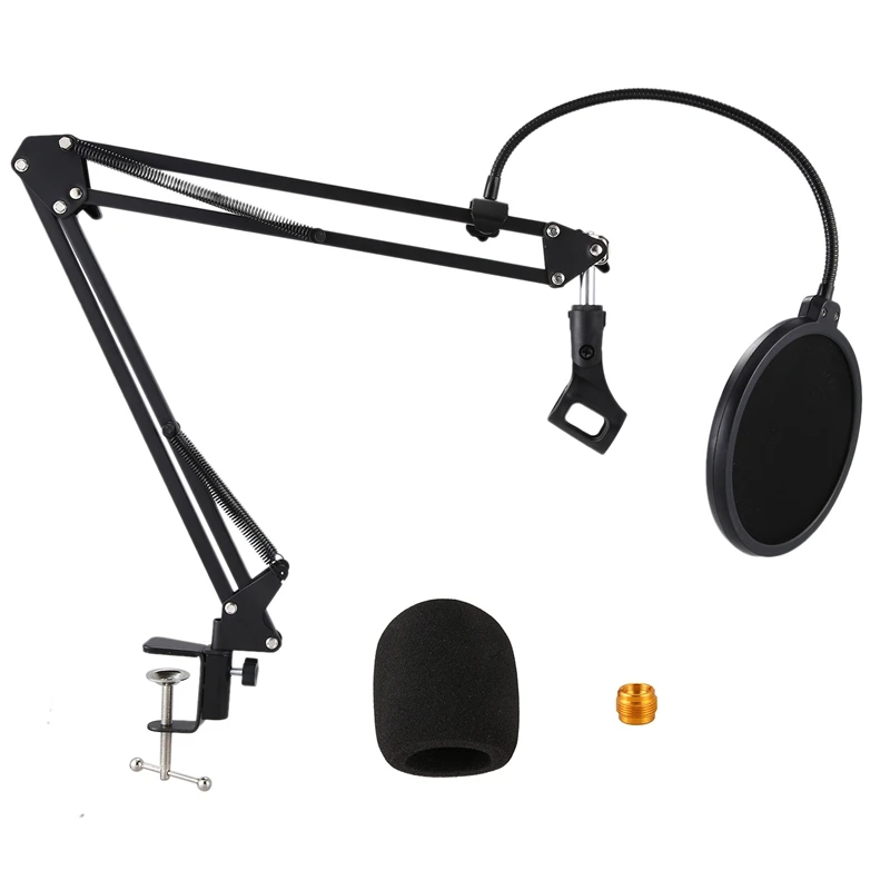 

New Microphone Stand Suspension Boom Scissor Arm Stands with 3/8-5/8 Screw / Table Mounting Clamp / Filter / Clip Holder