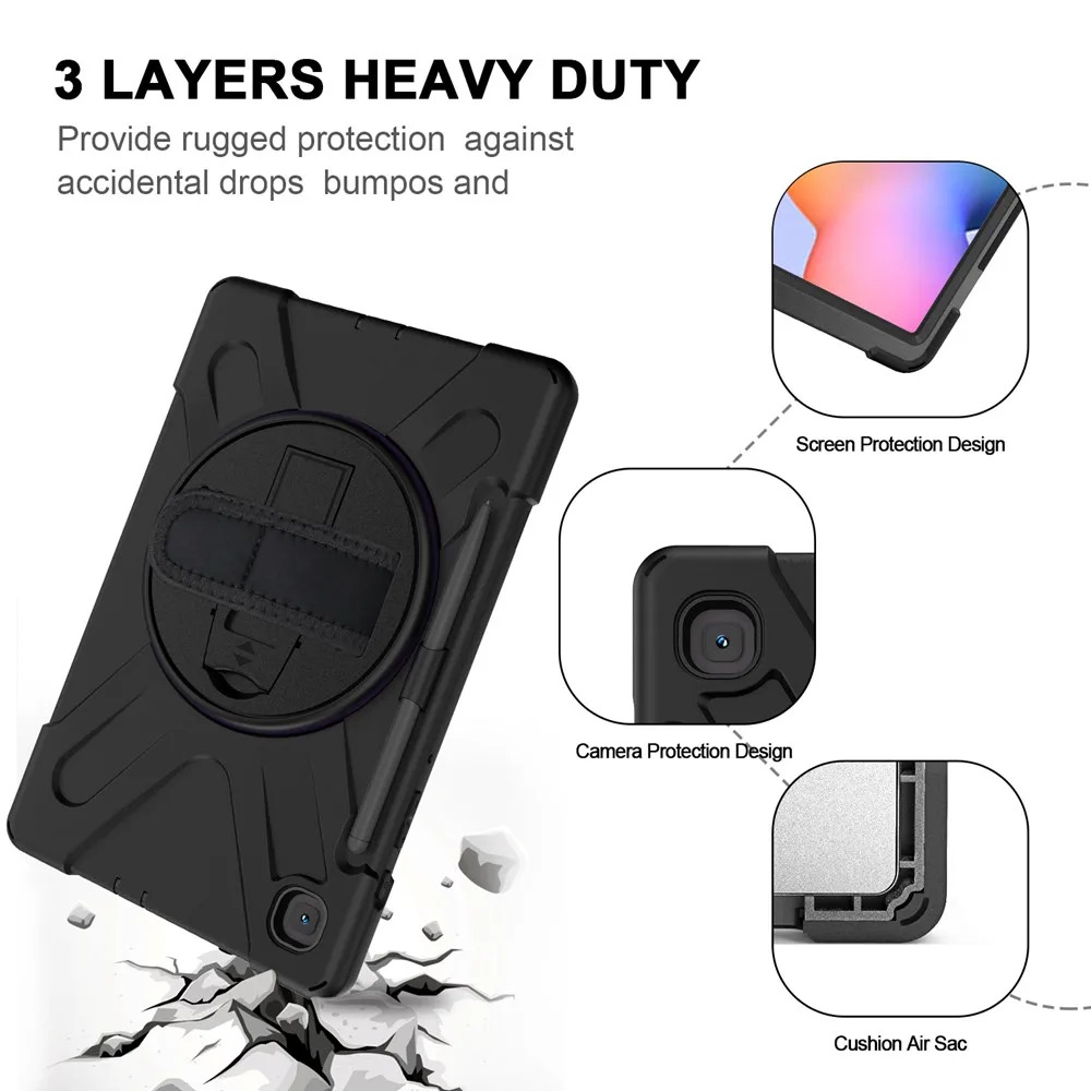 Heavy Duty Shockproof Case for Samsung Galaxy Tab S6 Lite 10.4 SM-P610 P615 Kids Cover with 360 Degree Kickstand Shoulder Strap
Heavy Duty Shockproof Case for Samsung Galaxy Tab S6 Lite 10.4 SM-P610 P615 Kids Cover with 360 Degree Kickstand Shoulder Strap