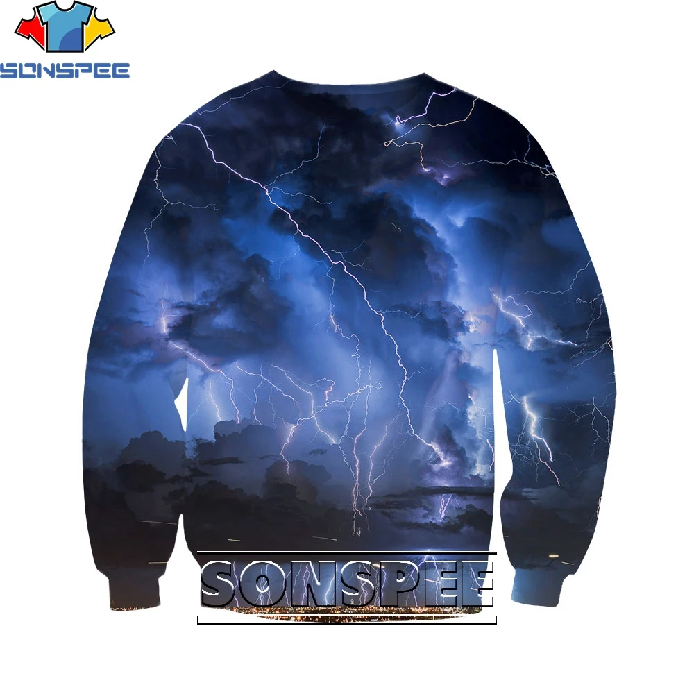 SONSPEE 3D Natural Lightning Print Men's Sweater Fashion Trend Spring And Autumn Round Neck Men's Street Casual Comfortable Top
SONSPEE 3D Natural Lightning Print Men's Sweater Fashion Trend Spring And Autumn Round Neck Men's Street Casual Comfortable Top