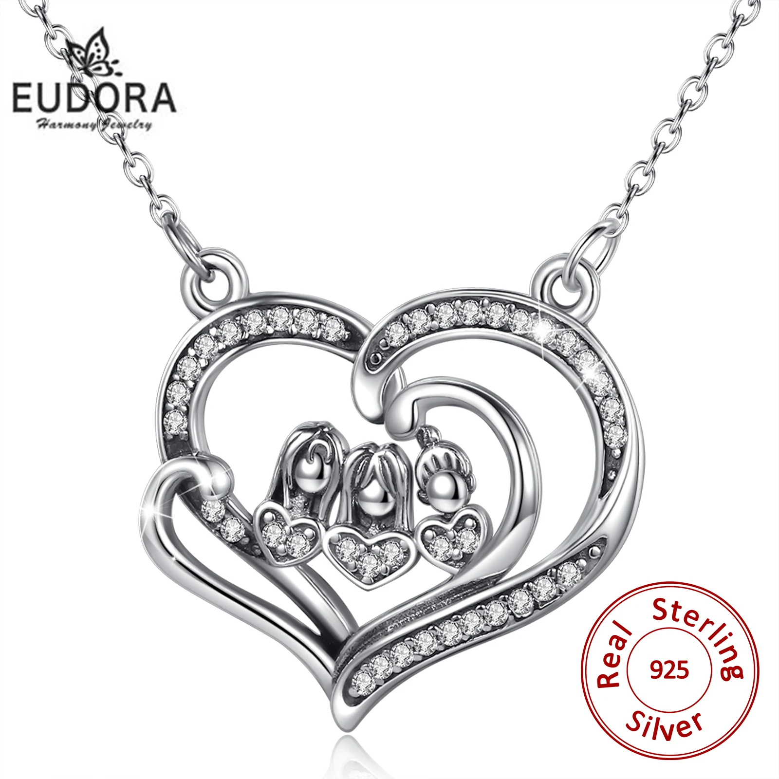 Eudora Real 925 Sterling Silver Three sisters love Neckalce Heart clean CZ friendsh Pendant Fashion Jewelry for man Gift Box 665
Eudora Real 925 Sterling Silver Three sisters love Neckalce Heart clean CZ friendsh Pendant Fashion Jewelry for man Gift Box 665