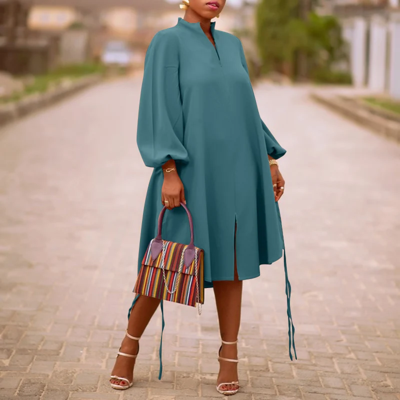 Autumn Long Sleeve Dress 2021 VONDA Women Elegant Zipper Slit Knee-Length Dress Beach Bohemian Sundress Vestido Oversized
Autumn Long Sleeve Dress 2021 VONDA Women Elegant Zipper Slit Knee-Length Dress Beach Bohemian Sundress Vestido Oversized