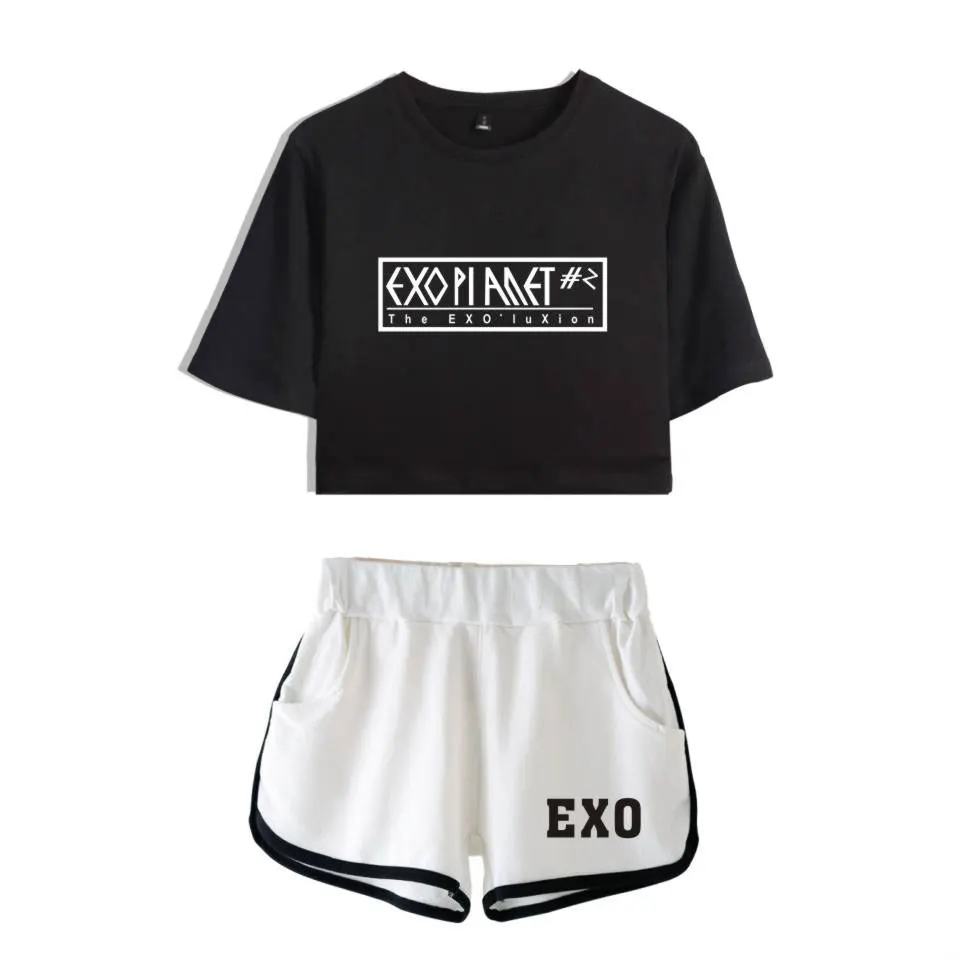 KPOP EXO Women Two Piece Set Women Fashion Summer Short Sleeve Crop Top And Shorts 2020 New Arrival Hot Sale Trendy Clothes
KPOP EXO Women Two Piece Set Women Fashion Summer Short Sleeve Crop Top And Shorts 2020 New Arrival Hot Sale Trendy Clothes