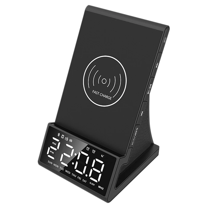 Wireless Charging Bluetooth Speaker With Alarm Clock Multifunctional Bluetooth Audio Radio Alarm Clock(EU Plug)
Wireless Charging Bluetooth Speaker With Alarm Clock Multifunctional Bluetooth Audio Radio Alarm Clock(EU Plug)