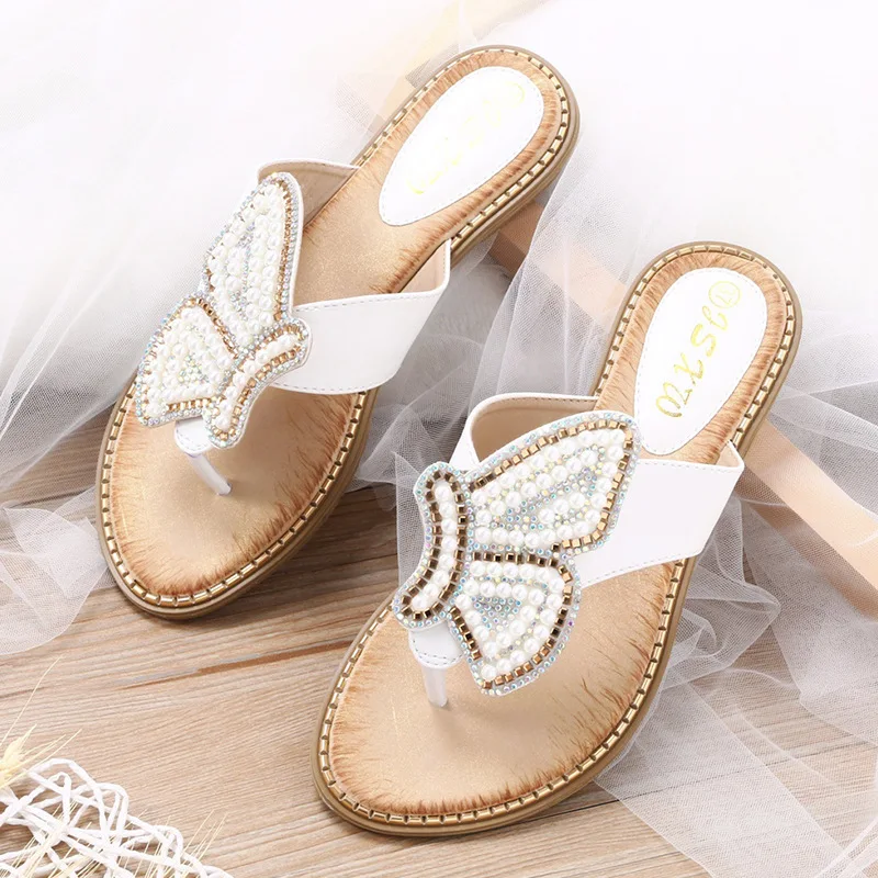 Summer Women Shoes Flat Beach Slippers Bling Rhinestone Flip Flops Non-slip Open Toe Sandal Flats Large Size Woman's Beach Shoes
Summer Women Shoes Flat Beach Slippers Bling Rhinestone Flip Flops Non-slip Open Toe Sandal Flats Large Size Woman's Beach Shoes