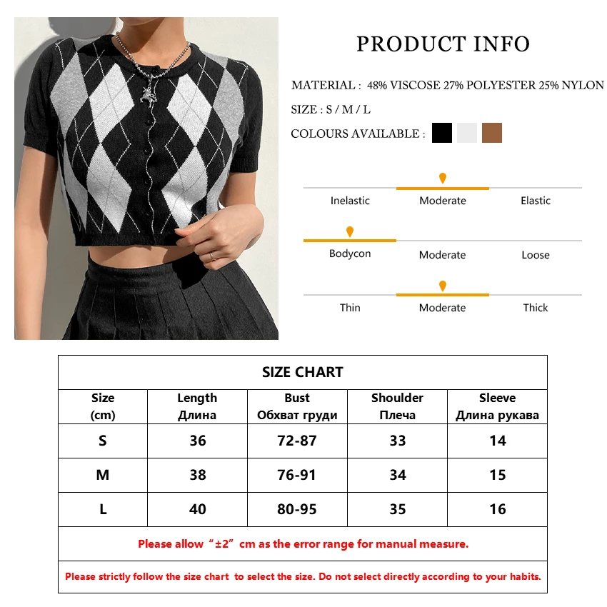 Clacive 2021 Patchwork Single Breasted Ladies Tshirt Vintage Short Sleeve O Neck Crop Top Women Casual Gothic Knit Female Tops 
Clacive 2021 Patchwork Single Breasted Ladies Tshirt Vintage Short Sleeve O Neck Crop Top Women Casual Gothic Knit Female Tops