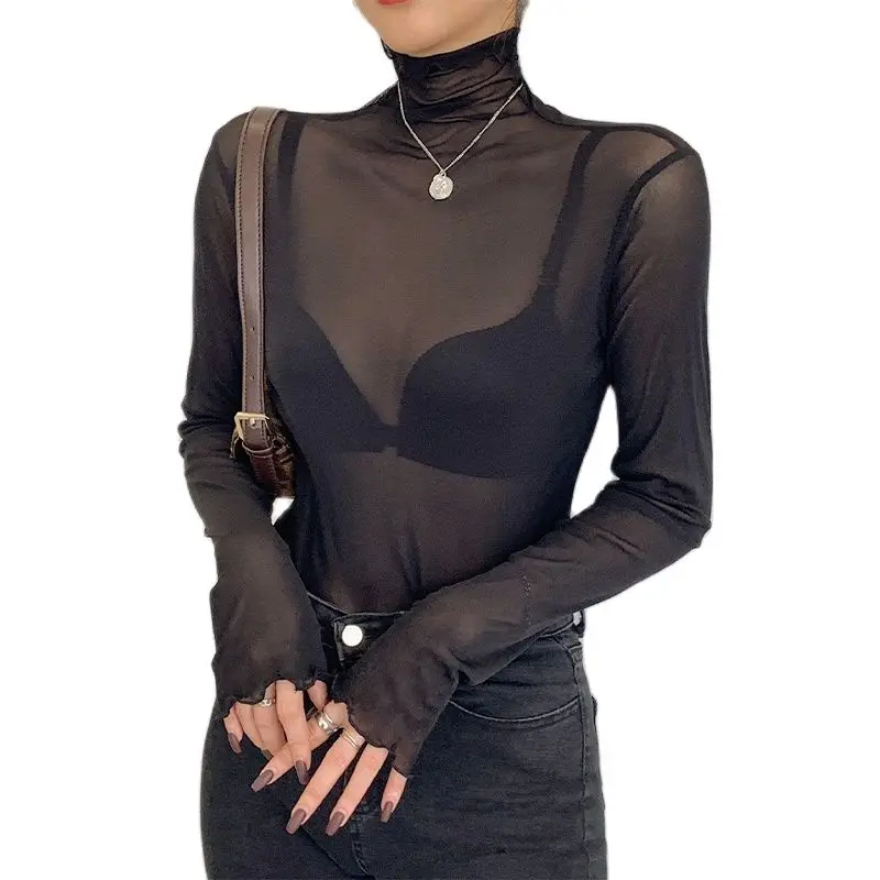 Fashion high-neck lace bottoming shirt women's 2021 autumn hot sale new style mesh top t-shirt with wood ears Woman Clothes
Fashion high-neck lace bottoming shirt women's 2021 autumn hot sale new style mesh top t-shirt with wood ears Woman Clothes