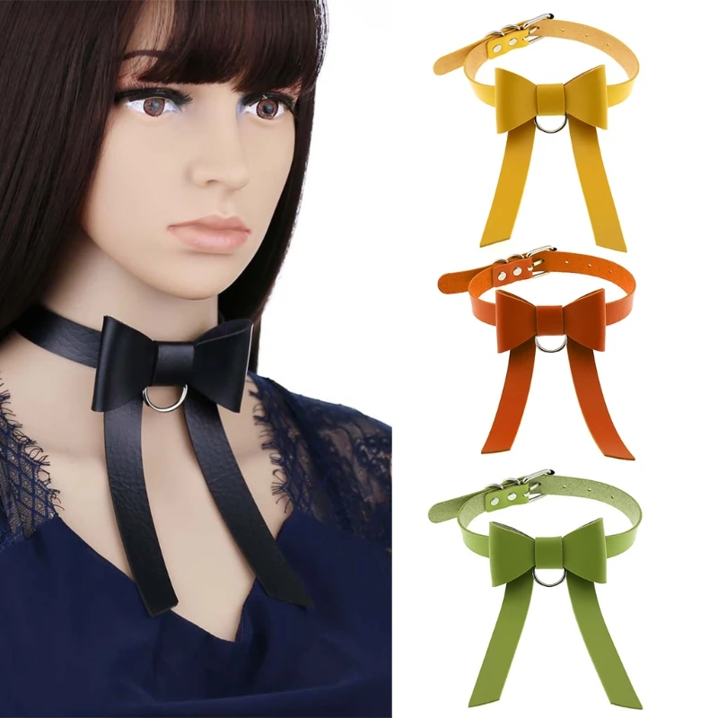 Gothic Punk Women Faux Leather Choker Necklace Collar Harajuku Sweet Bowknot Metal Ring Pendant Solid Color Bow Tie
Gothic Punk Women Faux Leather Choker Necklace Collar Harajuku Sweet Bowknot Metal Ring Pendant Solid Color Bow Tie