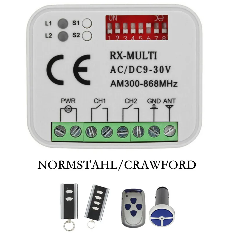 Normstahl CRAWFORD RCU 433 2K / 4K remote control rolling code 92 MHz garage door gate receiver | Безопасность и защита