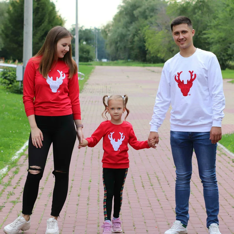Одинаковая одежда для семьи Одежда мамы папы и ребенка с рождественским оленем