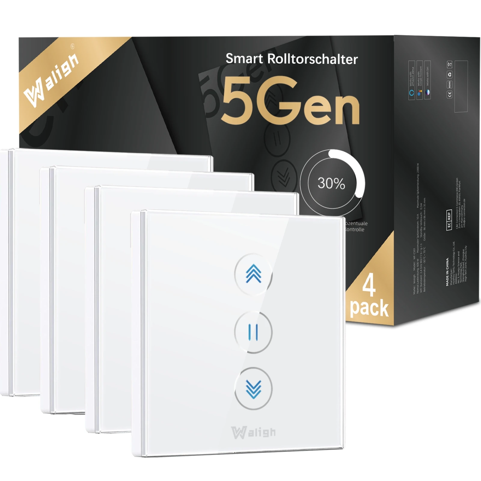 【 5Gen.】 WLAN ролладеншальтер Waligh Alexa ролладенстериснуюсс с невыбранной процентной функцией, Kompatibel mit Alexa 4 упаковки
【 5Gen.】 WLAN ролладеншальтер Waligh Alexa ролладенстериснуюсс с невыбранной процентной функцией, Kompatibel mit Alexa 4 упаковки