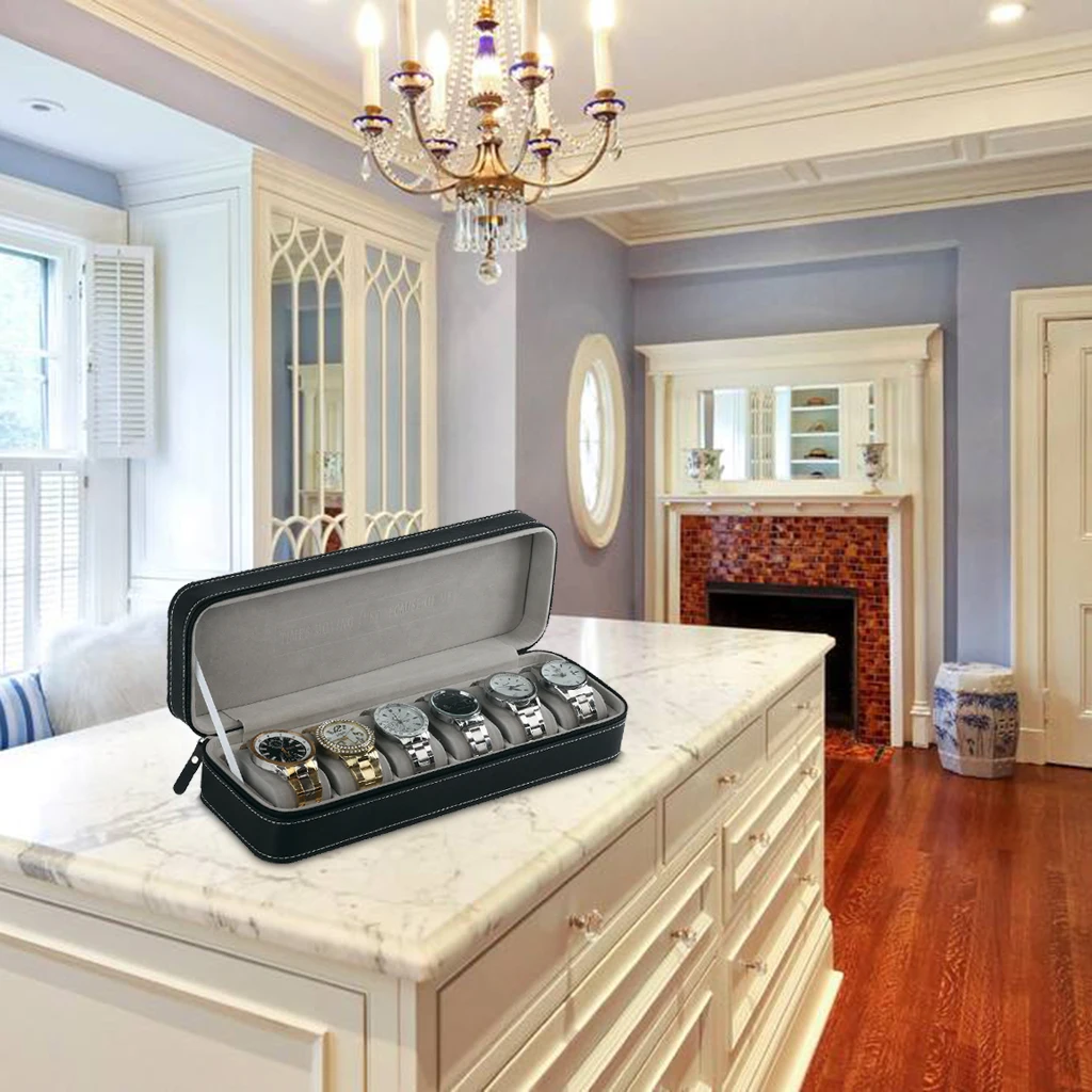 Black PU Leather 6 Slot Zipper Stitch Line Watch Box Display Case Organizer Storage 13x4.3x2.9 inch
Black PU Leather 6 Slot Zipper Stitch Line Watch Box Display Case Organizer Storage 13x4.3x2.9 inch