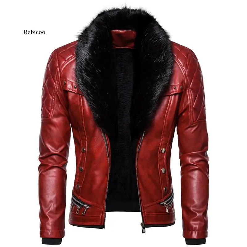 Newest Punk Leather Jacket Men Thick Rivet Design Motorcycle Biker Leather Jacket Male Fur Collar Windproof Coat
Newest Punk Leather Jacket Men Thick Rivet Design Motorcycle Biker Leather Jacket Male Fur Collar Windproof Coat