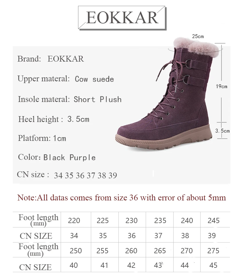 Eokkar 2020 Women Ankle Boots Cow Suede Lace Up Snow Boots Wedges Heel All Match Winter Warm Boots Ladies Ankle Boots Size 34-39
Eokkar 2020 Women Ankle Boots Cow Suede Lace Up Snow Boots Wedges Heel All Match Winter Warm Boots Ladies Ankle Boots Size 34-39