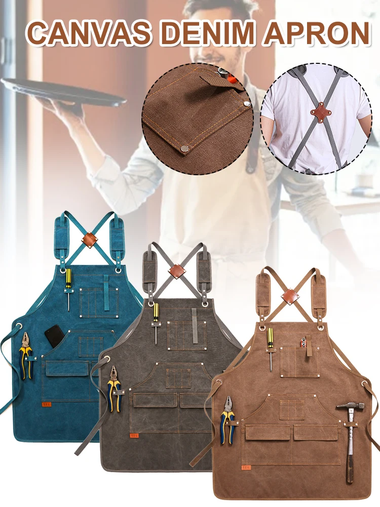Unisex Heavy Duty Work Apron Durable Canvas Apron with Tool Pockets Adjustable Cross-Back Straps For Woodworking Painting
Unisex Heavy Duty Work Apron Durable Canvas Apron with Tool Pockets Adjustable Cross-Back Straps For Woodworking Painting