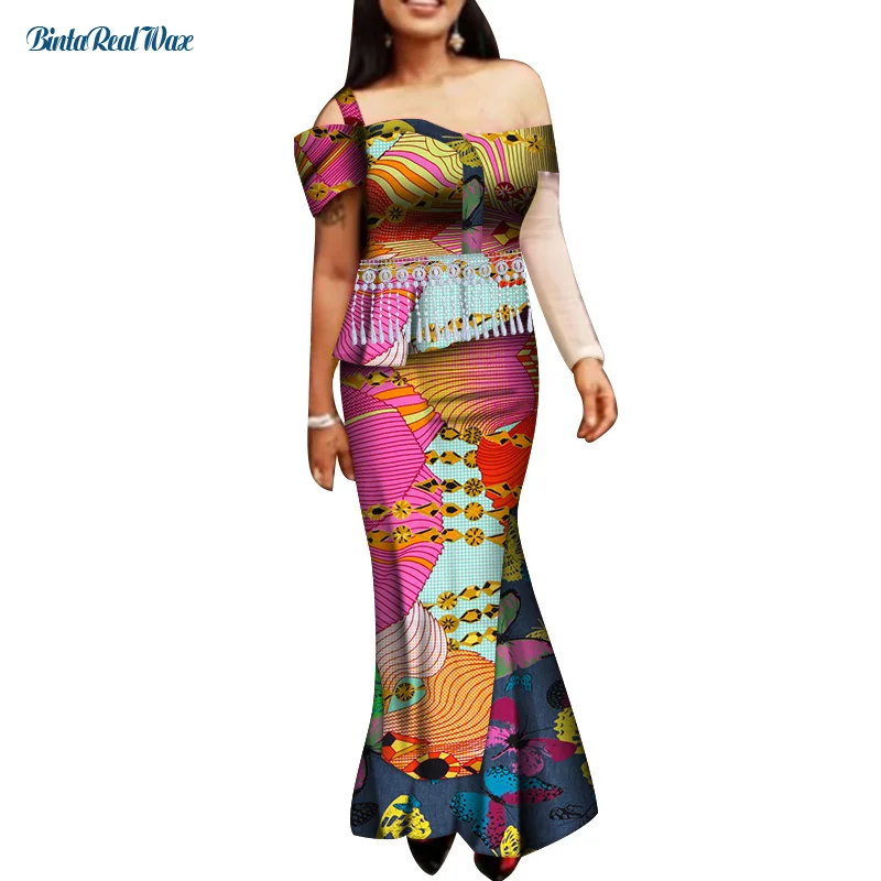 Женский комплект из топа и юбки, комплект из 2 предметов с Африканским принтом и бахромой, традиционная африканская Женская одежда для вечер... 
Женский комплект из топа и юбки, комплект из 2 предметов с Африканским принтом и бахромой, традиционная африканская Женская одежда для вечер...