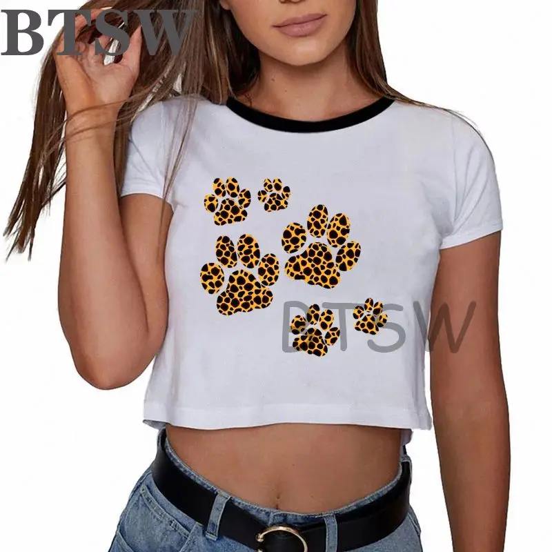 Leopard Dog Paw T-Shirt Harajuku Womens Crop Top Shirt Ulzzang Fun Kawaii Women Tshirt Summer Casual Graphic Streetwear
Leopard Dog Paw T-Shirt Harajuku Womens Crop Top Shirt Ulzzang Fun Kawaii Women Tshirt Summer Casual Graphic Streetwear