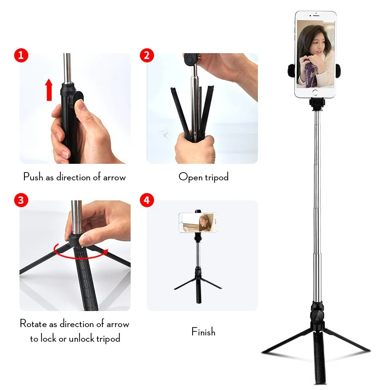 3 in 1 Wireless Bluetooth Selfie Stick Foldable Mini Tripod Expandable Monopod with Remote Control for iPhone IOS Android
3 in 1 Wireless Bluetooth Selfie Stick Foldable Mini Tripod Expandable Monopod with Remote Control for iPhone IOS Android