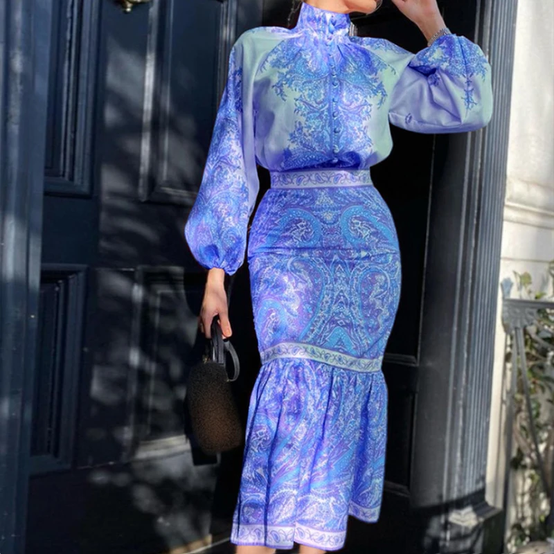 Autumn Bohe Maxi Dress 2022 Spring Elegant Pattern Print Retro Long Dress Casual High Collar Lantern Sleeve Slim Fishtail Dress
Autumn Bohe Maxi Dress 2022 Spring Elegant Pattern Print Retro Long Dress Casual High Collar Lantern Sleeve Slim Fishtail Dress