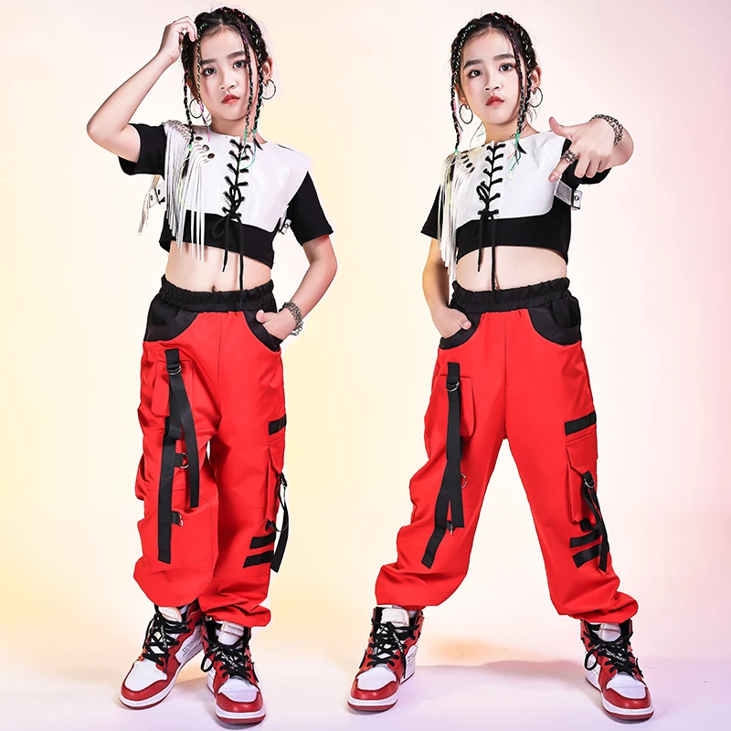 Ballroom Hip Hop Dance Csotume For Kids Girls Summer Crop Tops Red Hip Hop Pants Jazz Street Dance Overalls Outfits Wear 120-170
Ballroom Hip Hop Dance Csotume For Kids Girls Summer Crop Tops Red Hip Hop Pants Jazz Street Dance Overalls Outfits Wear 120-170